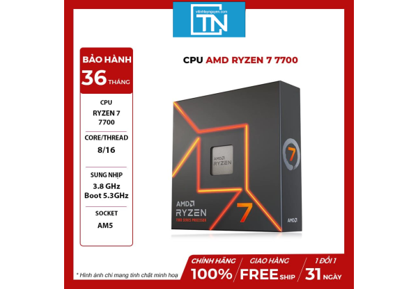 CPU AMD Ryzen 7 7700X  AMD AM5 - 8 Core - 16 Thread