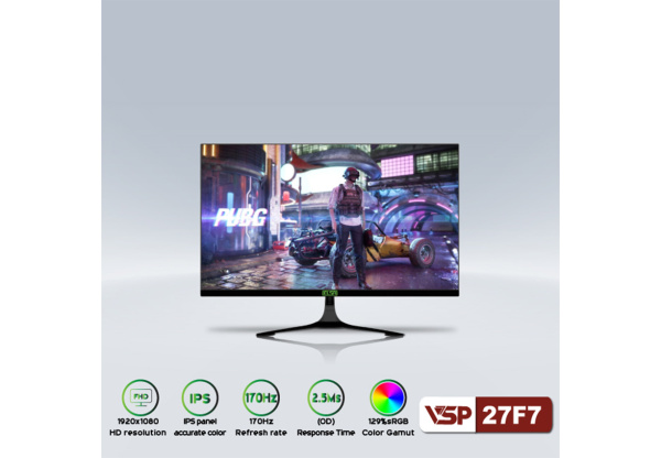 Màn hình Gaming VSP ELSA 27F7 | 27 inch, Full HD, IPS, 170Hz, 2ms, phẳng, đen