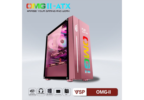 Case VSP LED Gaming OMG-II ATX - Pink